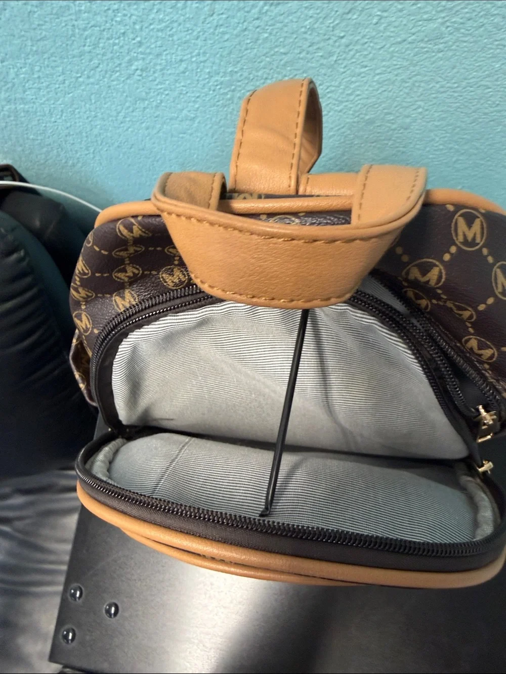 Source Unknown Brown and Tan Monogram Mini Backpack